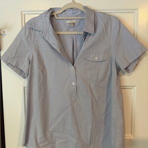 J. Crew Light Blue Dot Popover Button-Up Shirt